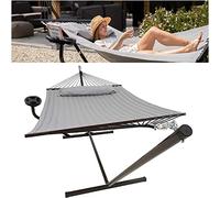 Vita5 Hamac sur Pied 2 Places avec Coussin, Hamacs Double Portable, Support Solide en Acier revêtu, Charge Max de 200 Kg, Hauteur Réglable à Chaînes, Montage sans Outils