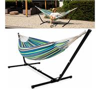 VITA5 Hamac sur Pied Exterieur pour des Heures de Détente 2 Personnes - Support Hamac avec Toile en Cotton - Hamacs 2 Places Portable Solide en Acier - Hammock Extérieur ou Intérieur