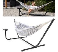 Vita5 Hamac sur Pied Exterieur pour des Heures de Détente, Hamacs 2 Personnes avec Toile en Coton, Support Portable et Solide en Acier revêtu, Extérieur ou Intérieur, Sac Transport Inclus