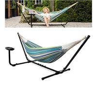 Vita5 Hamac sur Pied Exterieur pour des Heures de Détente, Hamacs 2 Personnes avec Toile en Coton, Support Portable et Solide en Acier revêtu, Extérieur ou Intérieur, Sac Transport Inclus