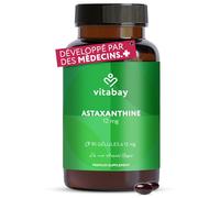 Vitabay Astaxanthine 12 mg hautement dosée - 90 capsules softgel véganes - testée en laboratoire & sans additifs - naturellement issue d’extrait d’algue Haematococcus pluvialis - réserve pour 6 mois