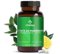 Vitabay Citrate de Magnésium haute dose - 180 comprimés végans - 400 mg magnésium élémentaire - muscles, système nerveux & réduction de la fatigue - testé en laboratoire en Allemagne - réserve 3 mois