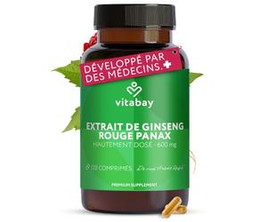 Vitabay Ginseng Rouge Panax 600 mg Extrait - 120 Gélules Vegan