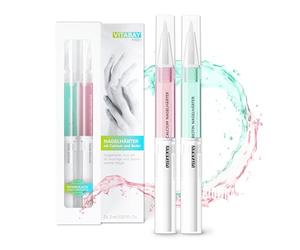 Vitabay Huile fortifiante Végane pour ongles fragiles 2 x 2 ml avec Calcium et Biotine Duo Set - Durcisseur pour ongles fragiles - Huile pour ongles - Soin des ongles et cuticules - Facile à appliquer