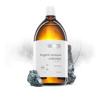 Vitabay Med Argent Colloïdal 100 PPM 500 ml vegan haut dosage - Argent Colloidal Ionique pur 99,99% en flacon verre ambré - Appliquer 3 fois par jour - Colloïdal Argent avec Eau ultra-pure Type 1