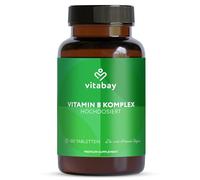 Vitabay Vitamine B 180 Comprimés de Vitamine B Complex - Vegan et à Haut Dosage - Complexe de 8 Vitamines B Bioactives (B1, B2, B3, B5, B6, B12, B7, B9) + Choline et Inositol - Vérifié en Laboratoire