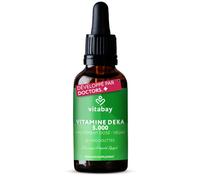 Vitabay Vitamine D3 K2 Gouttes 5000 UI avec Vitamines A et E - 1800 Gouttes | vegan - D3 + K2 MK-7 + A + E dans l'huile MCT - 1 goutte tous les 5 jours - testé en laboratoire en Allemagne