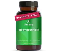 Vitabay Zinc 50 mg - 250 comprimés sécables vegans | Gluconate de zinc pour immunité, peau, cheveux & ongles - testé en laboratoire en Allemagne - réserve 16 mois