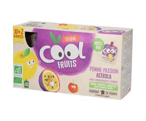 VITABIO Cool Fruits - Gourdes de fruits Pomme Passion Acérola Bio Aliment 12x90 g