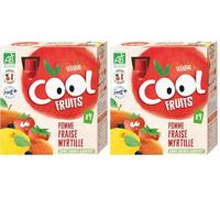 Vitabio Cool - Gourdes Fruits Pomme Fraise Myrtille 4x90 g - Compote - BIO (Lot de 2)
