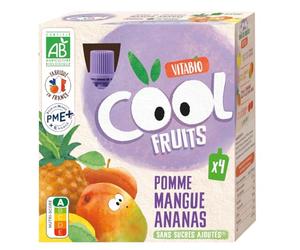 Vitabio Cool - Gourdes Fruits Pomme Mangue Ananas 4x90 g - Compote - BIO