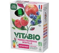 VITABIO gourde de fruits Pomme Framboise Myrtille 4x100g Purée 4x100 g