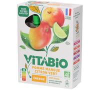 VITABIO gourde de fruits Pomme Mangue Citron Vert 4x100g Purée 4x100 g