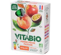 Vitabio Gourdes de fruits Pomme Pêche Passion BIO – 4 x 100 g