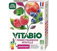 VITABIO gourde de fruits Pomme Framboise Myrtille 4x100g Purée 4x100 g