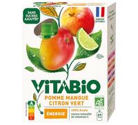 VITABIO - Gourdes Pomme Mangue Citron vert - ENERGIE - 4x100g - BIO
