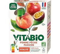Vitabio Gourdes de fruits Pomme Pêche Passion BIO – 4 x 100 g