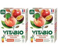 VITABIO - Gourdes Pomme Pêche Passion - VITALITE - 4x100g - BIO (Lot de 2)