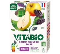 Vitabio Gourdes Pomme Pruneau Poire - Fibres - Bio – 4 x 100 g