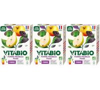 VITABIO - Gourdes Pomme Pruneau Poire - FIBRES - 4x100g - BIO (Lot de 3)