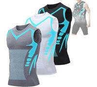 Vitaboost Chemise de compression sans manches pour homme, nouvelle version 2024, gilet de compression ionique pour homme, Mélange 3 pièces, XL