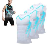 Vitaboost Chemise de compression sans manches pour homme, nouvelle version 2024, gilet de compression ionique pour homme, Blanc 3 pièces, L