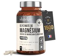VitaBright Magnésium Bisglycinate Bio 1500 mg - 300 mg de magnésium élémentaire par portion - 180 gélules végétales pour 3 mois - Sans additifs.