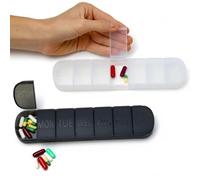 Vitachy Lot de 2 Pilulier Semainier Grand Format - Noir et Transparent | Jusqu'à 12 comprimés par compartiment · Sans BPA, ouverture facile et robuste, idéal pour le voyage