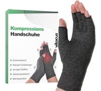 vitacus Gants de compression pour l'arthrite - Gants d'arthrose pour homme et femme - Mitaines sans doigts pour le quotidien pour soulager la douleur et soutenir les articulations - 1 paire - Gris