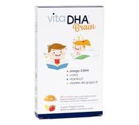 Vitadha Brain - 355 mg Oméga-3 - Pour les enfants - Saveur de fraises et de citron - Huile de poisson pure - Pour la vue, mémoire et cerveau - Certifié IFOS - Blister de 30 bonbons gélifiés