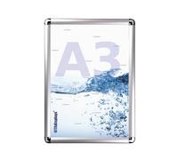 VITAdisplays Cadre pliable en aluminium DIN A3 argenté Rondo avec film de protection anti-reflet en PET - Profil en aluminium de 25 mm - Cadre amovible, cadre photo interchangeable
