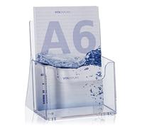 VITAdisplays Porte-brochures de table A6 pour dépliants et brochures en tant que support pratique pour cartes postales en mode portrait. Support transparent pour brochures pour publicités imprimées.