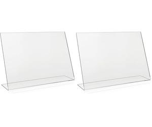 VITAdisplays Présentoir publicitaire DIN A3, support en L, présentoir au format paysage, présentoir de table en PLEXIGLAS original (Lot de 2)
