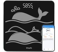 Vitafit 300kg Balance Pese Personne en 0,05kg, Haute Précision Assurée par Pese Personnes Professionnelle du Pesage DEPUIS 2001, Grande Plateforme en 8mm Verre Trempé Antidérapant, LED, 3*AAA, Noir
