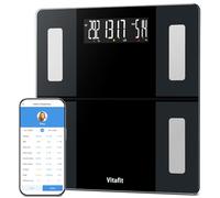 Vitafit Balance Pese Personne 250kg, Haute Précision Assurée par Balance Connecté Professionnelle DEPUIS 2001, Pèse Personne Impédancemètre avec 13 Données Corporelles (BMI/Graisse/BMR), Noir