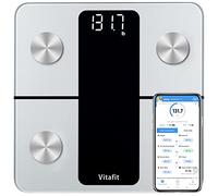 Vitafit Balance Pese Personne, Usine Professionnelle DEPUIS 2001, Pèse Personne Impédancemètre, Balance Connectée avec 13 Données Corporelles (BMI/Graisse Corporelle/Masse Osseuse/BMR/Muscle), Argent