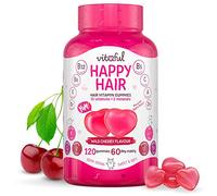 VITAFUL Happy Hair - Gummies Pousse Cheveux - Complément Alimentaire - 120 Gummies (Cure 2 Mois) - Biotine Optimisée + Vitamines & Minéraux - 100% Végan - Pour la Beauté et la Vitalité des Cheveux