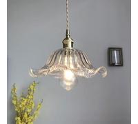 Vitage Pedat Luminaires, Fleur en Verre Hagig Pedat Lumières, Chadelier Coloré Réglable Hagig Droplight pour Kitche Islad Livig Pièce Couloir Chambre, Clear, 20cm