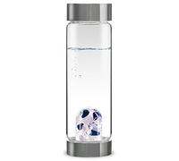 VitaJuwel ViA BALANCE Bouteille d'eau en cristal avec sodalite, calcédoine et quartz transparent - Paix intérieure, réflexion et méditation