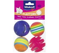 Vitakraft Balles Arc-en-Ciel, Jouets pour Chats, avec grelots et Couleurs Arc-en-Ciel 1 Paquet de 4 balles
