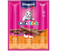 Vitakraft Cat Stick Mini - Friandise pour Chat à la Dinde et à l'Agneau - Lot de 20 sachets de 3 Sticks