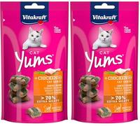 Vitakraft Cat YUMS, friandises pour Chats, bouchées tendres fourrées au Poulet et à l’Herbe à Chat, en Sachet refermable, sans ajout de Sucre (1x40g) (Lot de 2)