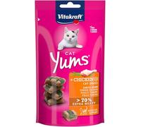Vitakraft Cat Yums, friandises pour chats, bouchées tendres fourrées au poulet et à l’herbe à chat, en sachet refermable, sans ajout de sucre (1x40g)
