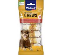 Vitakraft Chews Lot de 5 friandises pour Chien en Peau de bœuf séchée enveloppées de Viande de Poulet Maigre Faible en Gras pour Petits Chiens