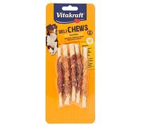 VITAKRAFT - Deli Chews - Bâtonnets À Mâcher Pour Chien - Friandises Chien - Os À Mâcher Au Poulet - En Peau de Buffle Séchée - Taille S - Pack de 5 Bâtonnets Chien, 55 g (Lot de 1)