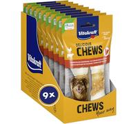 Vitakraft Delicious Chews, os à mâcher pour chiens, nœuds à mâcher en peau de bœuf enroulés de viande de poulet, pour l'occupation, sans ajout de sucre (9x 70g)
