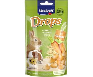 Vitakraft Drops - Friandise pour rongeurs à la carotte - Recette sans sucre ajouté (1 x 75g)