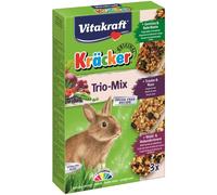 VITAKRAFT - Friandise Nutritive pour Lapin Nain, Trio Céréales, Fruits & Légumes, Boîte 168g - Le Lot De 3