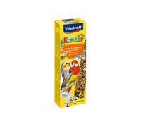 VITAKRAFT - Kräcker - Friandise pour Perruche - Assortiment de 3 Kräckers Miel et Sésame, Abricot et Figue, Œuf et Graines de Graminée - Boîte de 3 Baguettes