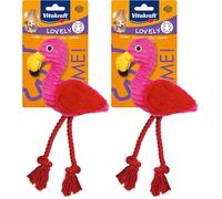 Vitakraft - Jouet Flamand Rose en Peluche et Corde pour Petit Chien (Lot de 2)